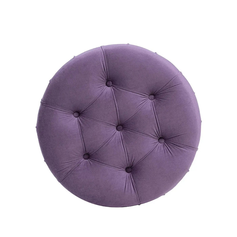 Dawn - Tufted Round Ottoman Nailhead Accents - Purple by Unique Piece Furniture
