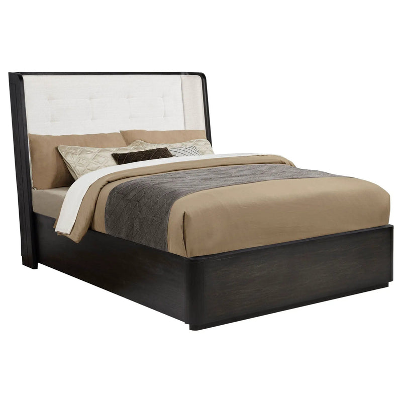 Leandro 55-inch Queen Wingback Bed Burnished Black by Unique Piece Furniture