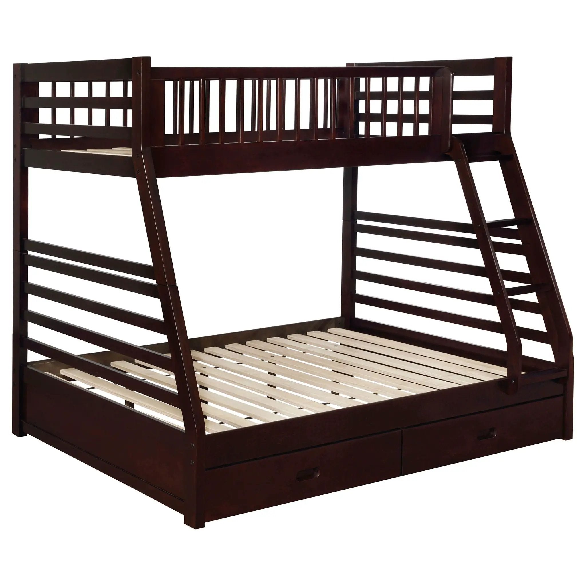 Ashton 2-drawer Wood Twin Over Full Bunk Bed Cappuccino by Unique Piece Furniture