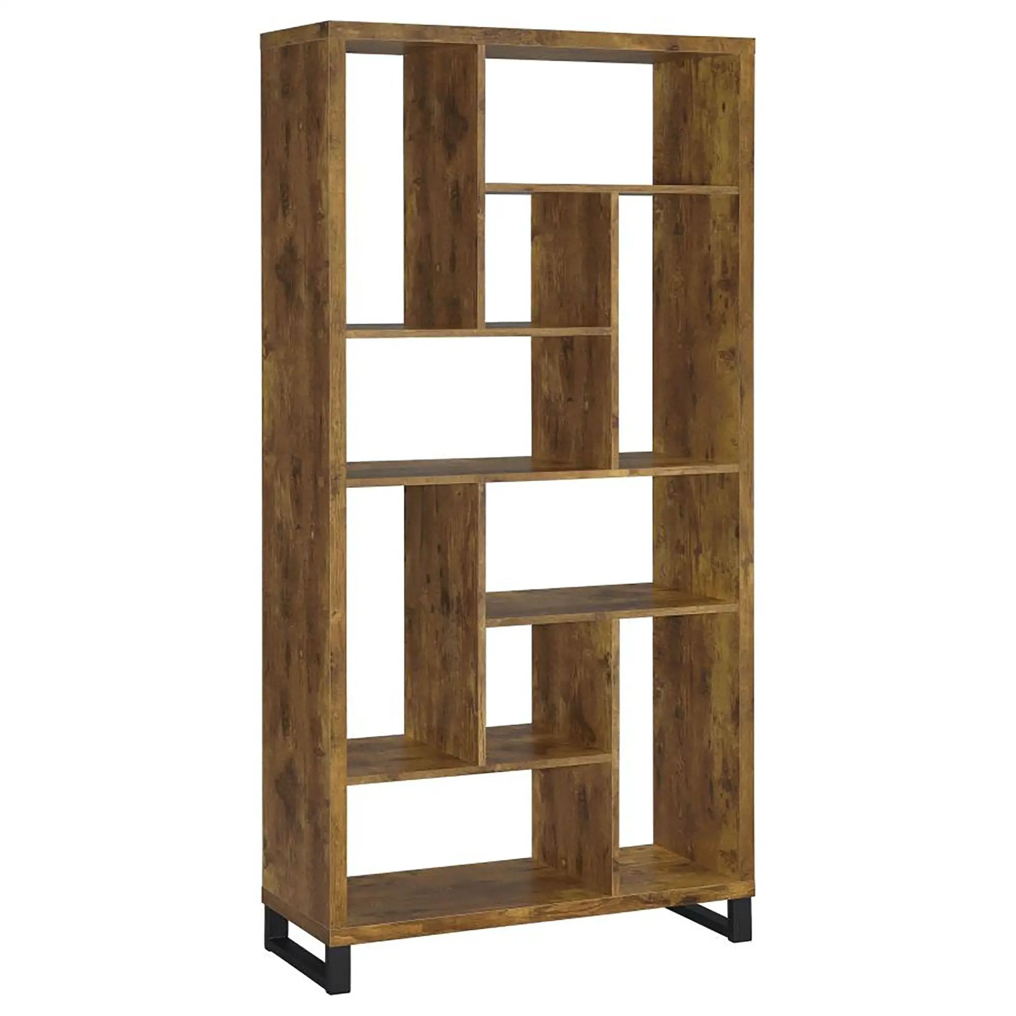 6 Tier Rectangular Bookcase With Accents - Brown by HouseOfZazla