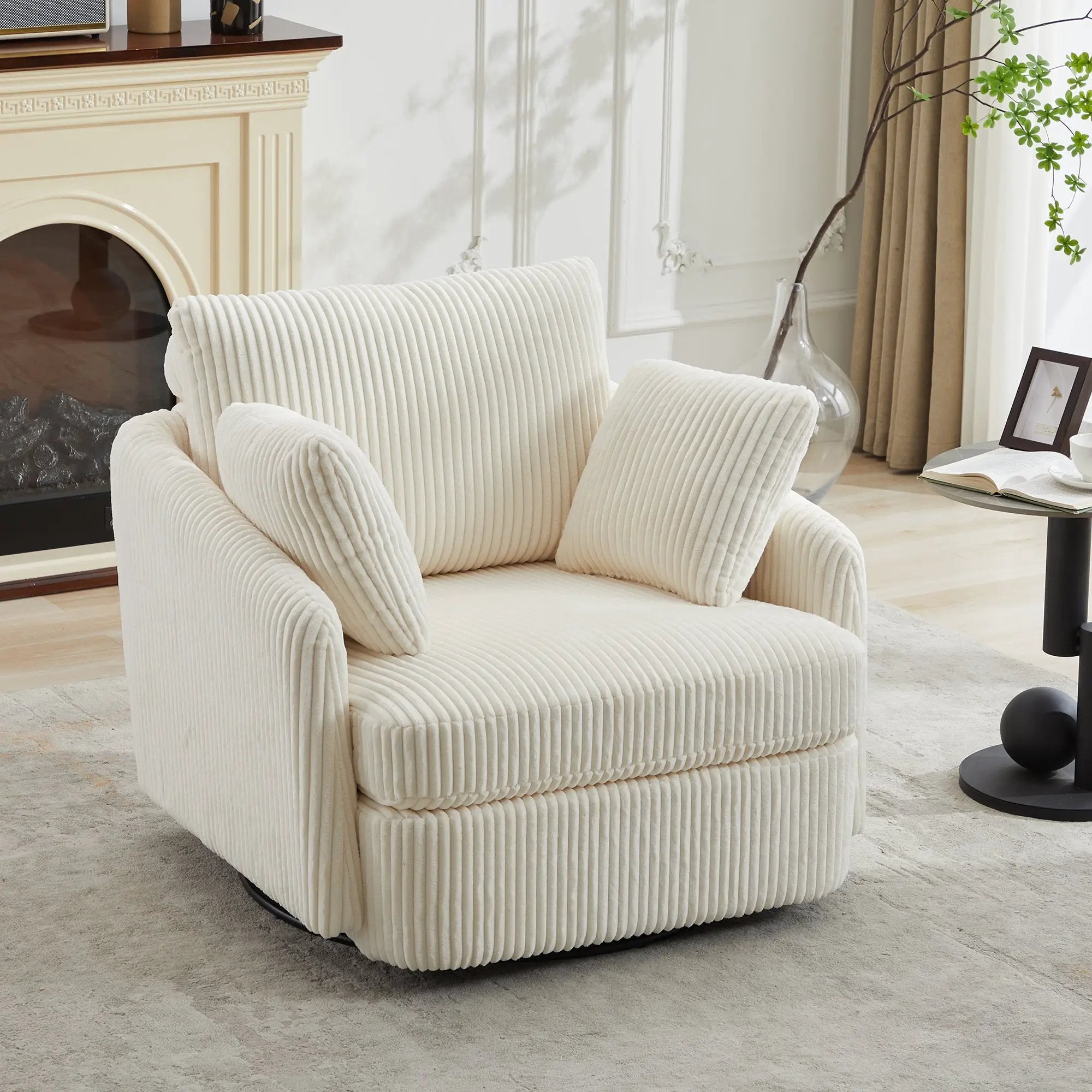 40.55''W Swivel Accent Chair with 2 Throw Pillows by HouseOfZazla