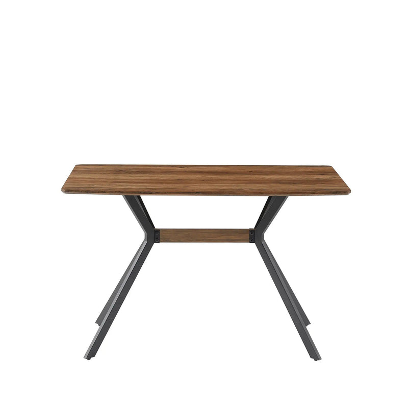 Modern Minimalist Style Dining Table MDF Wooden Top Metal Shelf Metal Heat Transfer Legs Leveling Feet For Dining Room Kitchen Office Table - Walnut / Black by HouseOfZazla