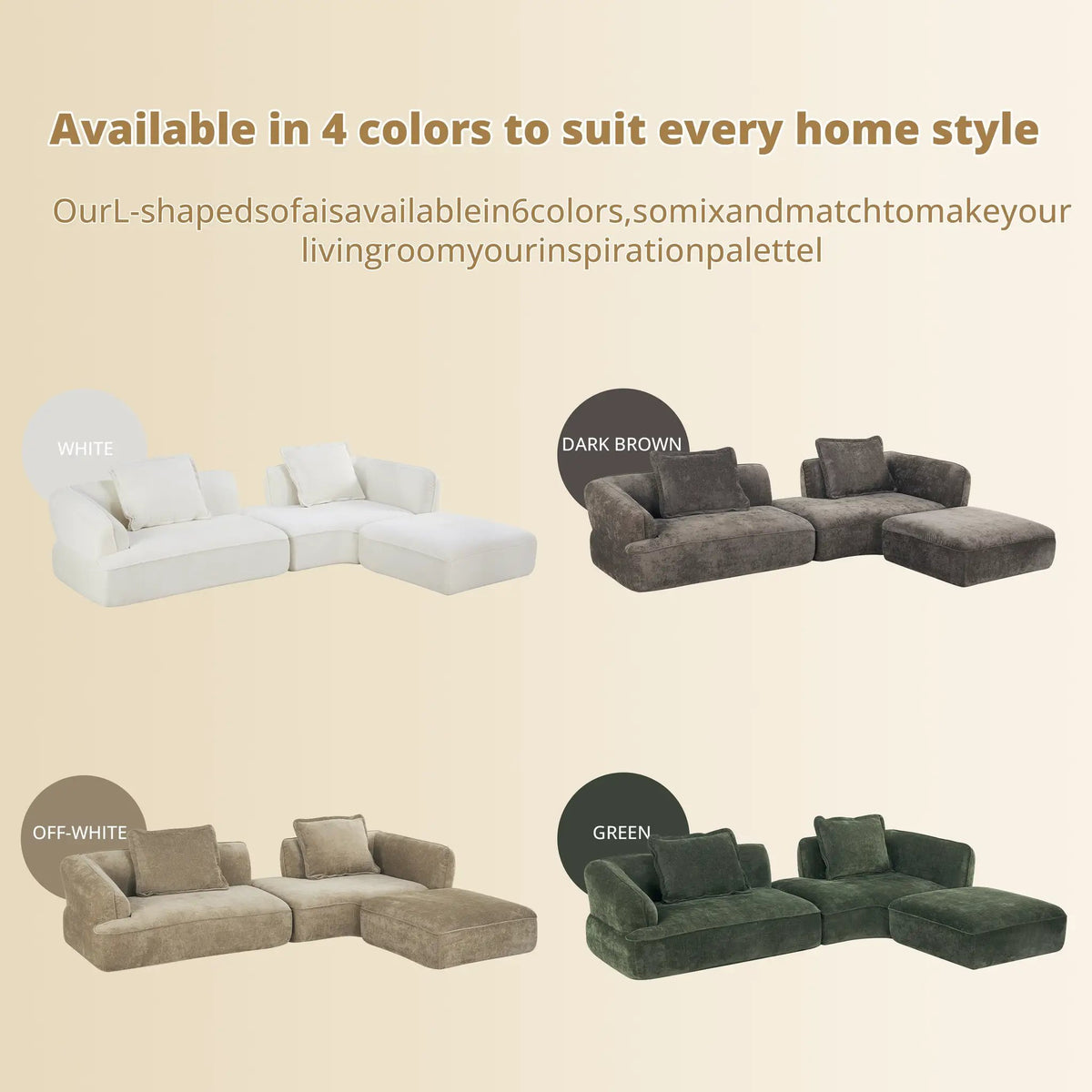 122" Modern L-Shaped Sectional Sofa with High-Density Foam and Chaise Lounge by HouseOfZazla