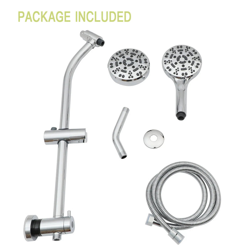 Multi Function Dual Shower Head System With 4.7" Rain Showerhead, 8 Function Hand Shower, Adjustable Slide Bar by HouseOfZazla