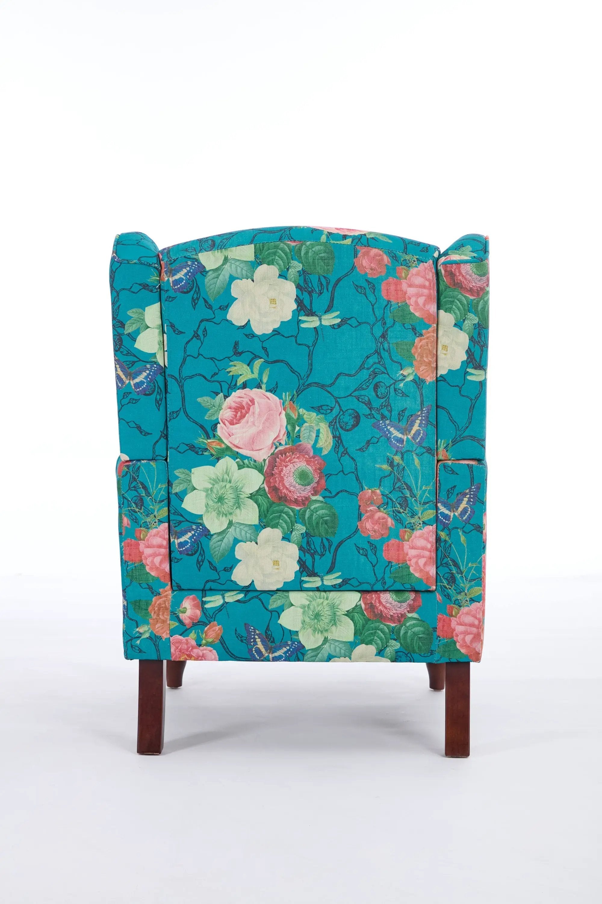 Modern Accent Chair with Retro Wood Legs - Floral by HouseOfZazla