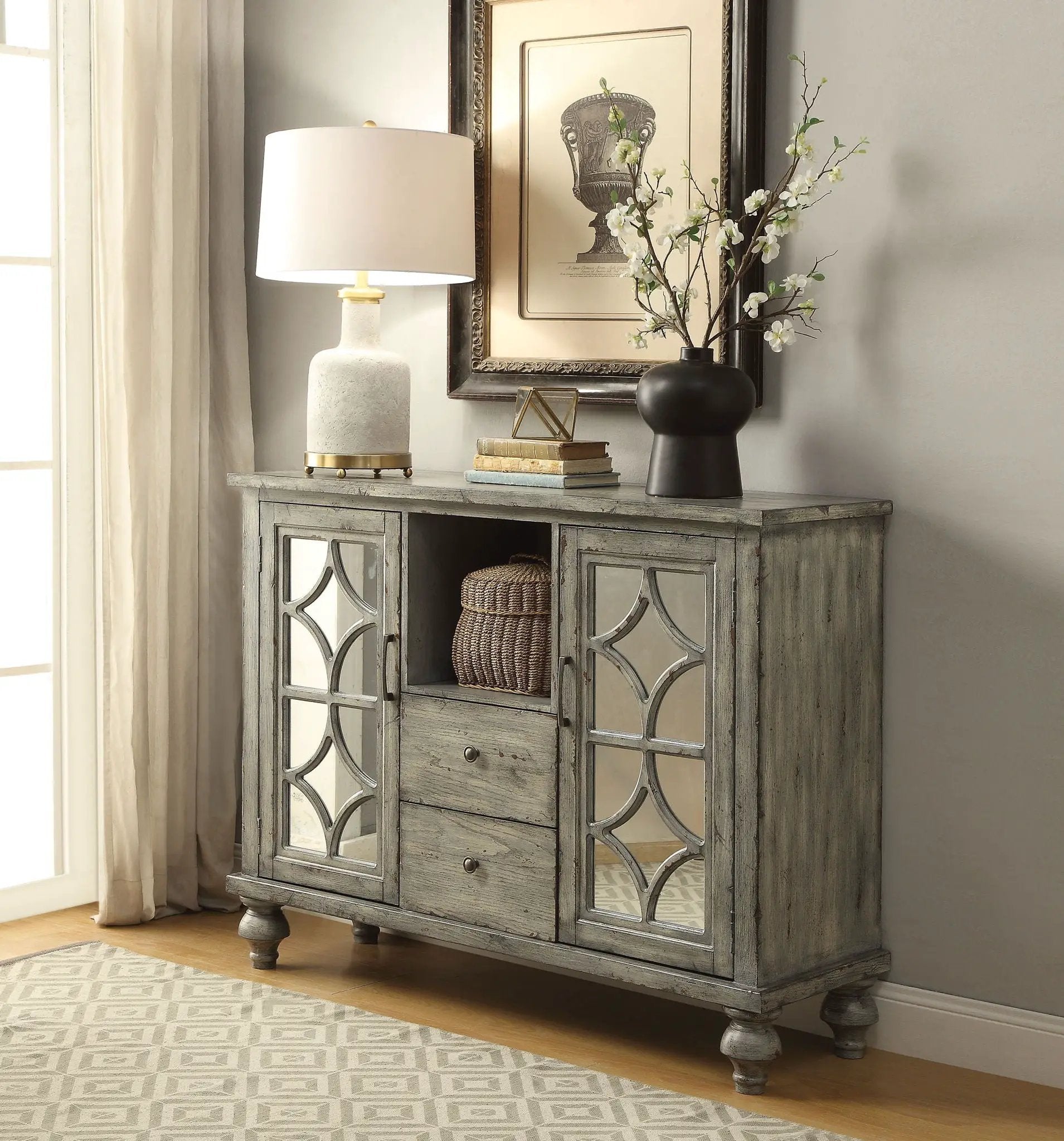 Velika - Weathered Console Table With 1 Open Compartment Storage - Gray by Unique Piece Furniture