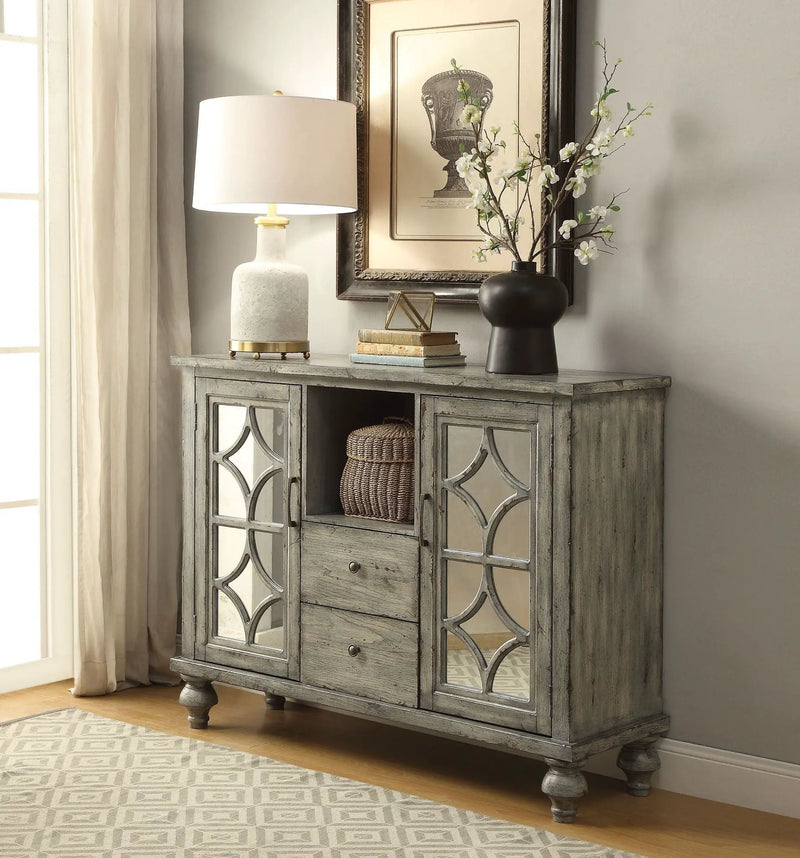 Velika Weathered Console Table With 1 Open Compartment Storage - Gray by HouseOfZazla