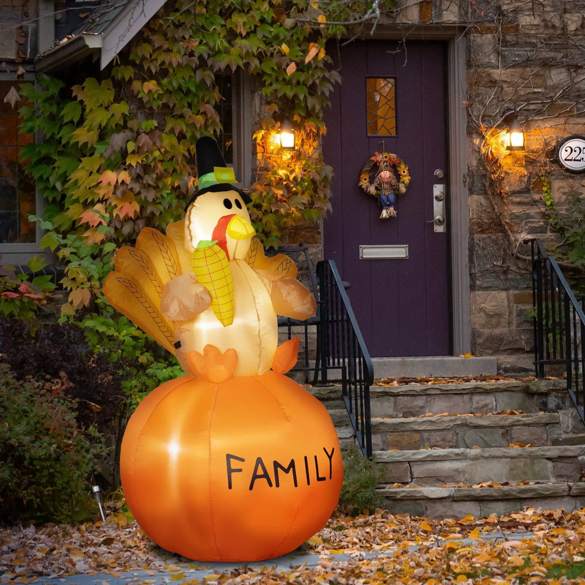 Homcom 4.9ft Inflatable Thanksgiving Decoration Turkey by HouseOfZazla