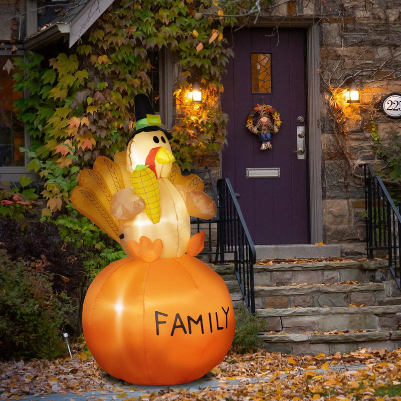 Homcom 4.9ft Inflatable Thanksgiving Decoration Turkey by HouseOfZazla