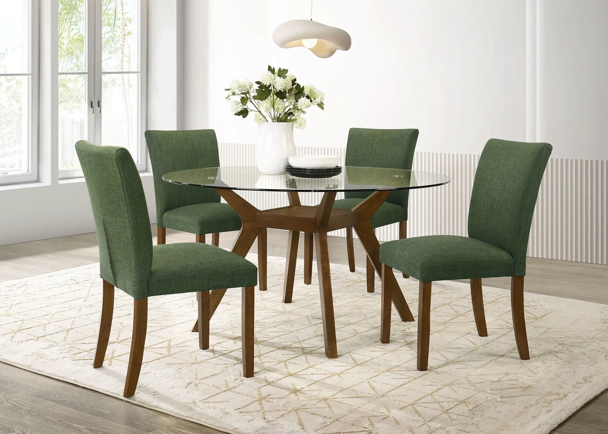 Paxton Round 48-inch Glass Top Wood Dining Table Brown by Unique Piece Furniture