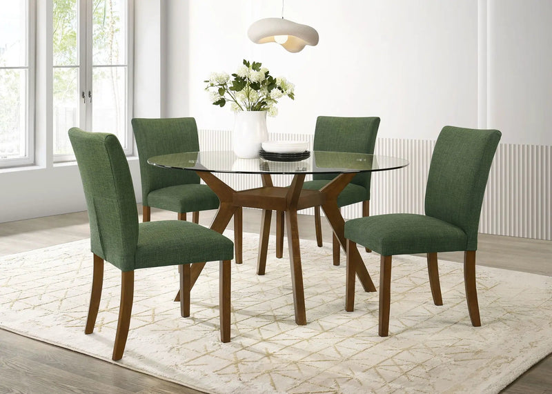 Paxton Round 48-inch Glass Top Wood Dining Table Brown by Unique Piece Furniture