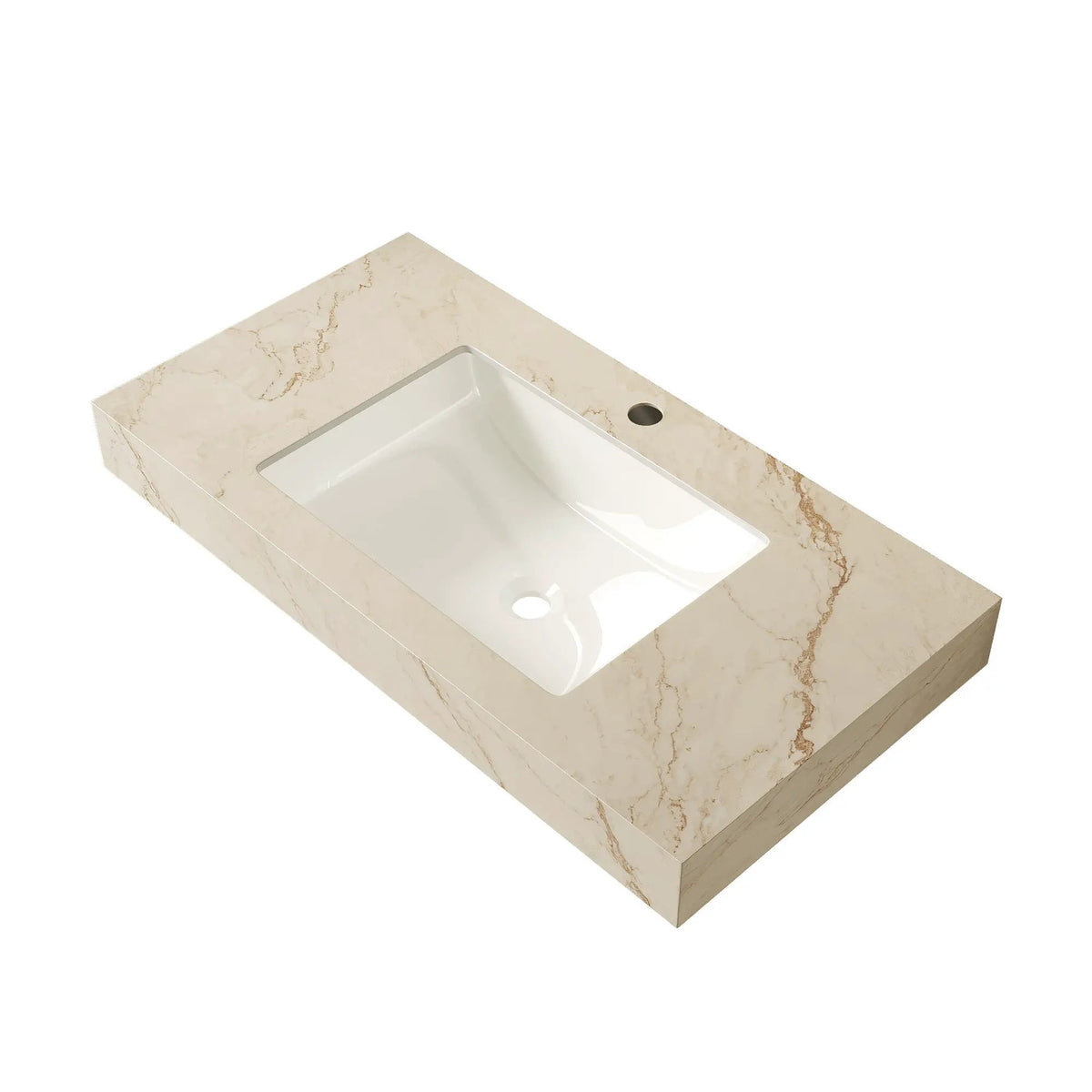 36" Premium Bathroom Sink with Cream Gold Vein Finish