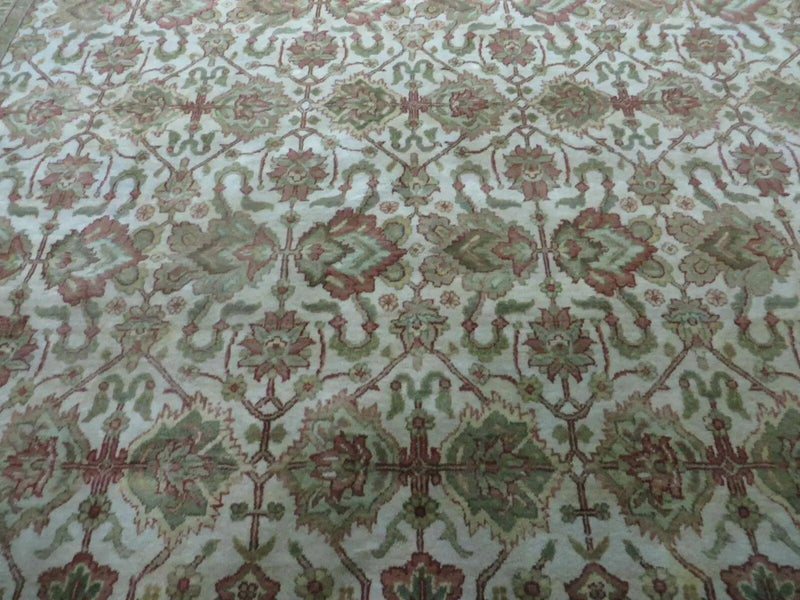 8' 5" X 12' Handmade India Agra Floral Oriental Wool Rug Tea Washed Carpet Nice by Jewel Rugs