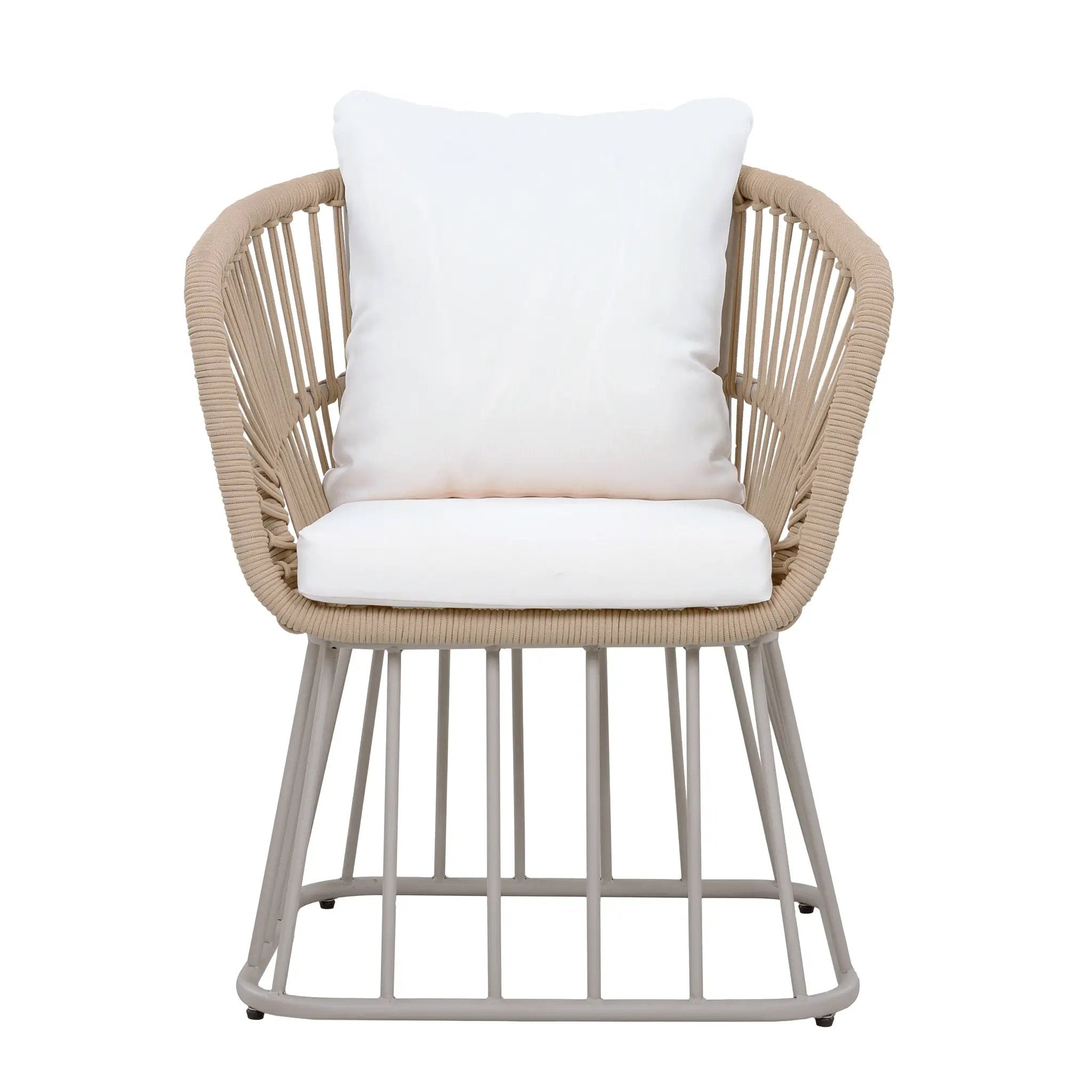 Outdoor 7-Piece Dining Set - Rectangular Teak Wood Table + 6 Wicker Chairs with Cushions by HouseOfZazla