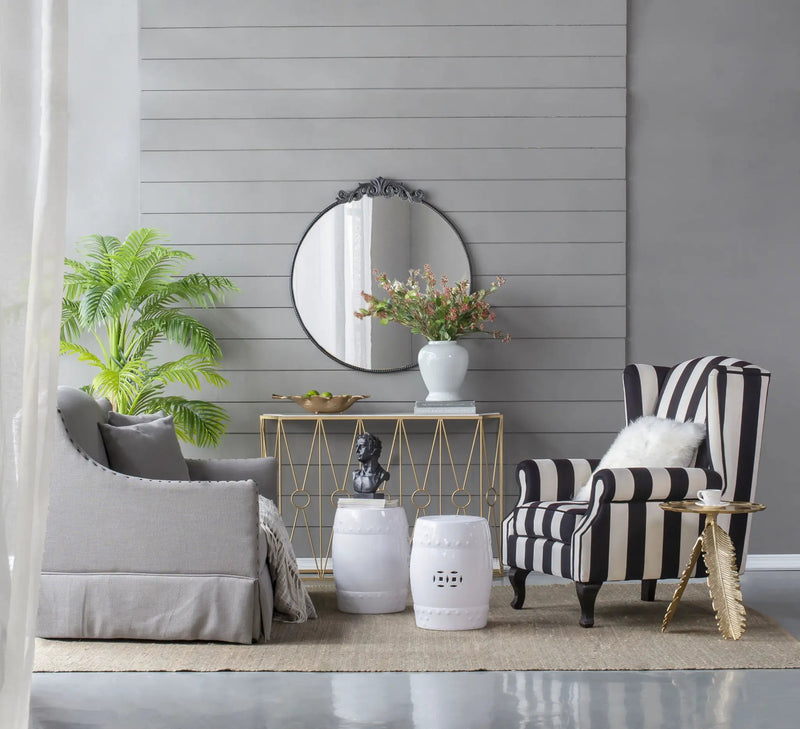 Classic Design Mirror With Baroque Inspired Frame For Bathroom, Entryway Console Lean Against Wall by Unique Piece Furniture