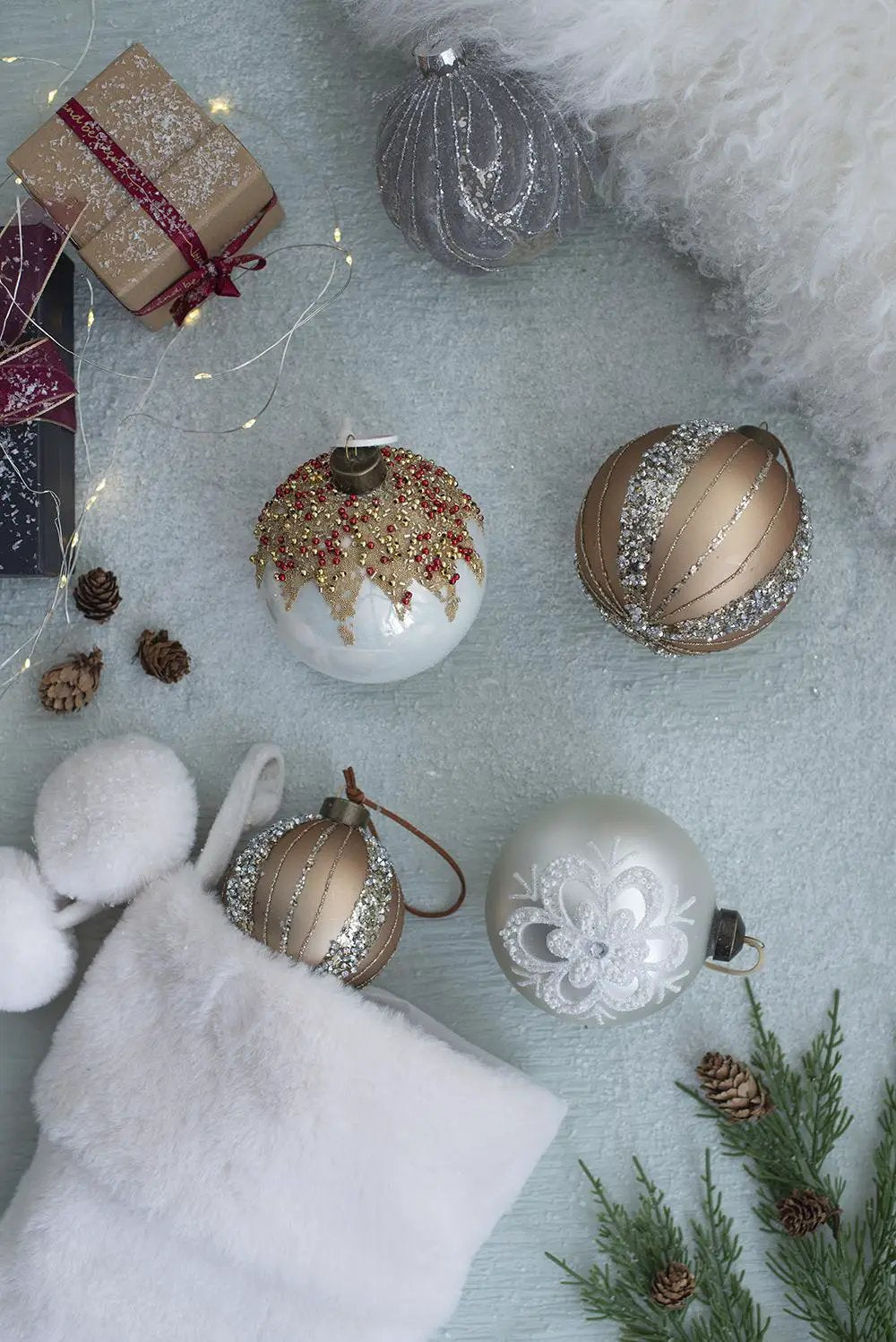 Christmas Ball Ornaments, Decorative Hanging Ball Christmas Tree Ornaments For Holiday Party Decorations by Unique Piece Furniture