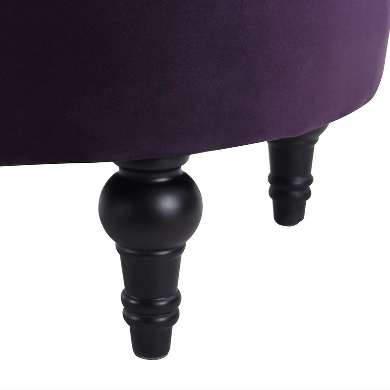 Dawn - Tufted Round Ottoman Nailhead Accents - Purple by Unique Piece Furniture
