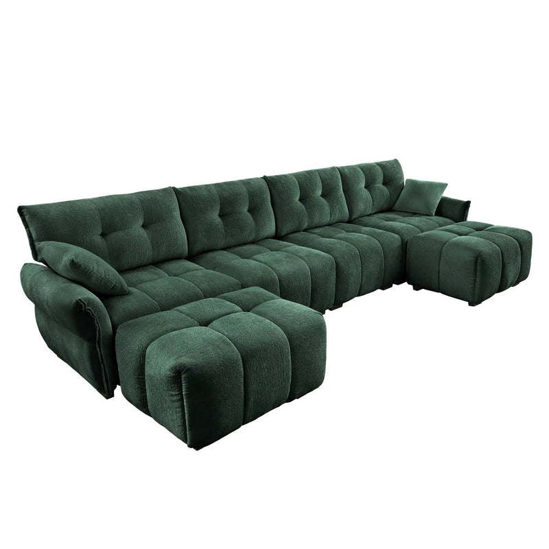 Sofa Set With Ottoman And Pillows, Textured, High Resilience Cushions by HouseOfZazla