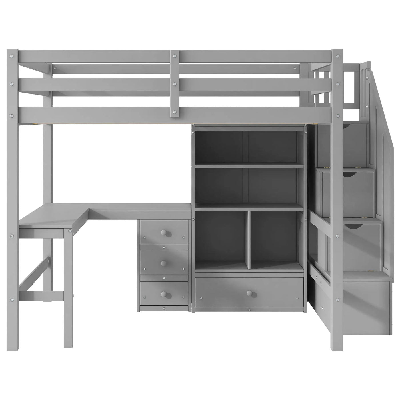 Loft Bed & L Shaped Desk, Drawers, Cabinet, And Storage Staircase by Unique Piece Furniture