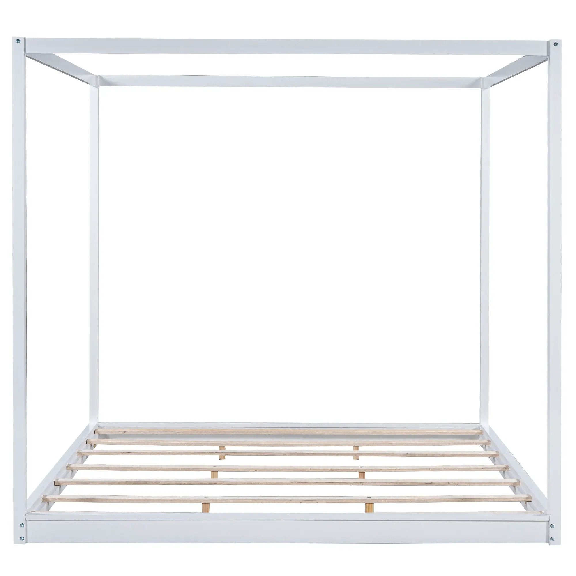 Wood Canopy Platform Bed With Support Legs And Airflow Slats by Unique Piece Furniture