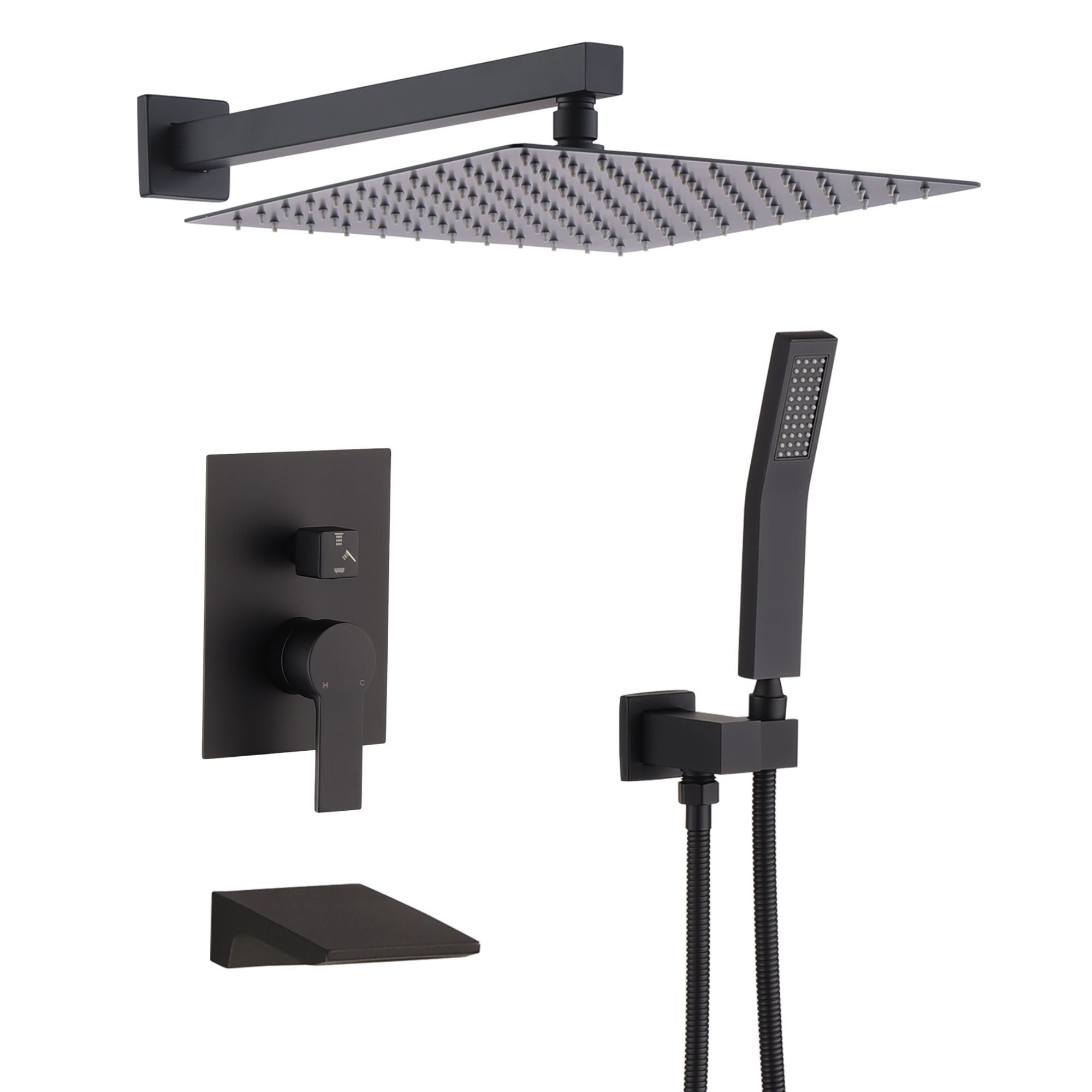 Modern 10" Wall Mounted Rainfall Shower Head System by HouseOfZazla