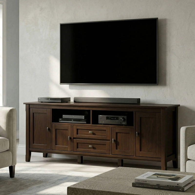 Warm Shaker - TV Media Stand Handcrafted - Tobacco Brown by Unique Piece Furniture