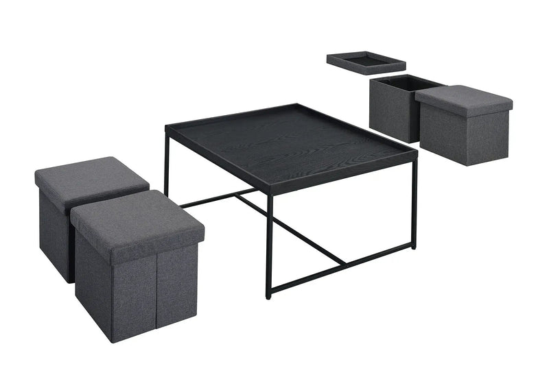 Vinny - Wood Grain Coffee Table Set With Raised Edges by HouseOfZazla