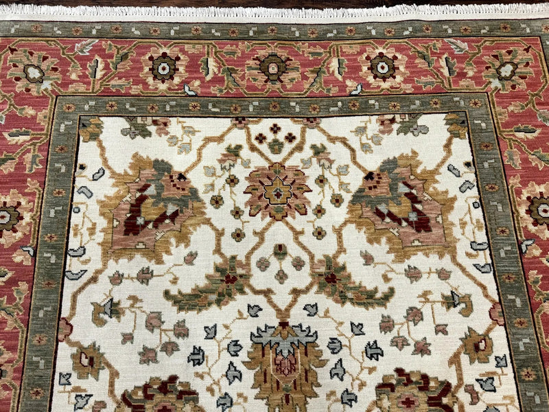 Flatweave Soumak Rug 6x9, Nourison Rug, Wool Handmade, Floral, Ivory by Jewel Rugs