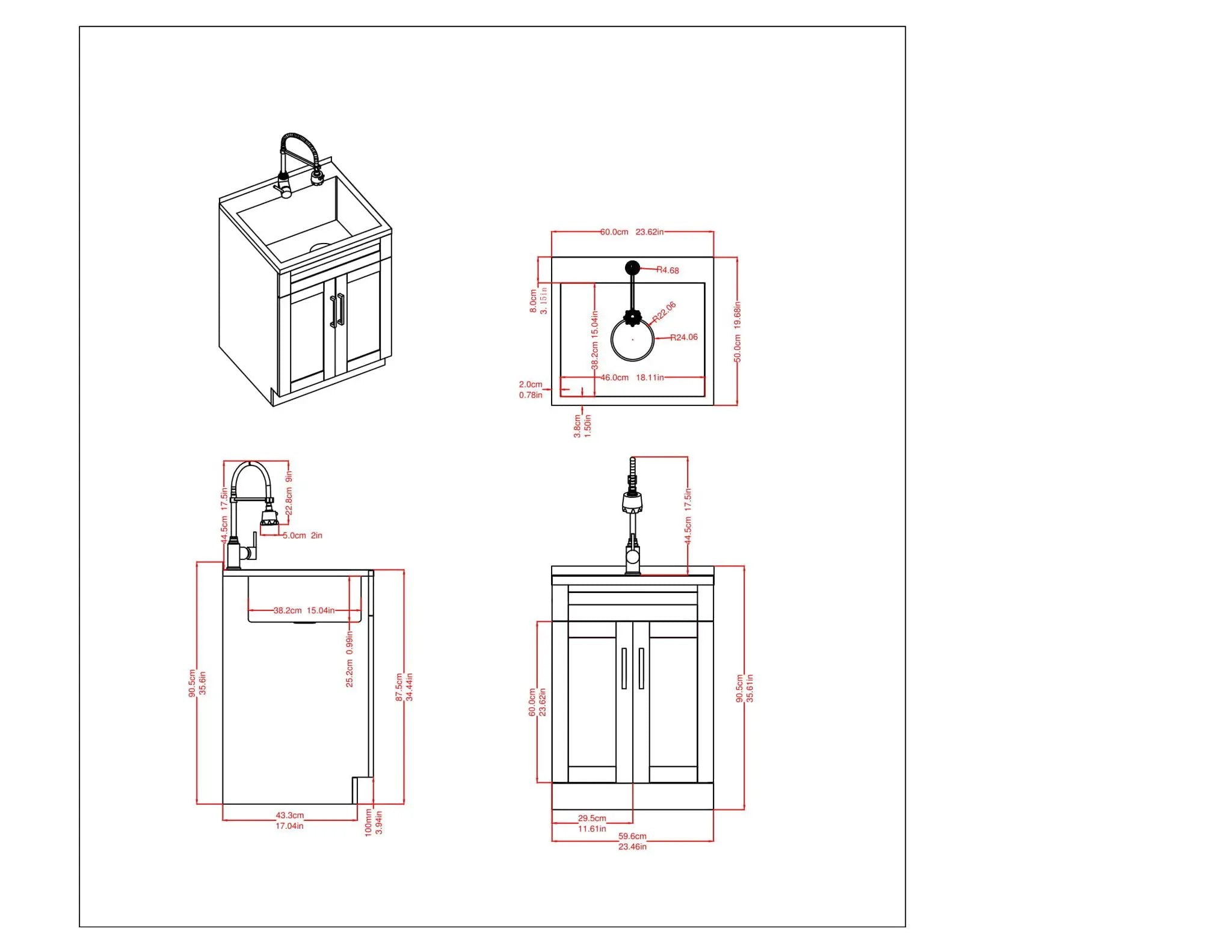 Hennessy - Deluxe Laundry Cabinet With Faucet And Stainless Steel Sink by Unique Piece Furniture