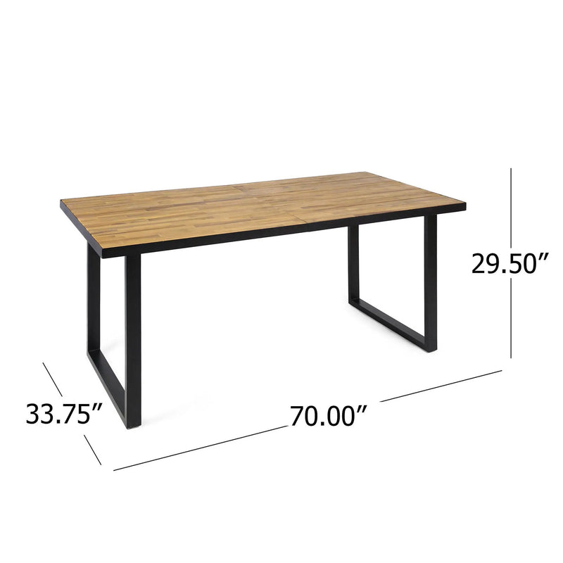Outdoor Dining Table With U Shape Legs And Slat Top Table - Teak by HouseOfZazla