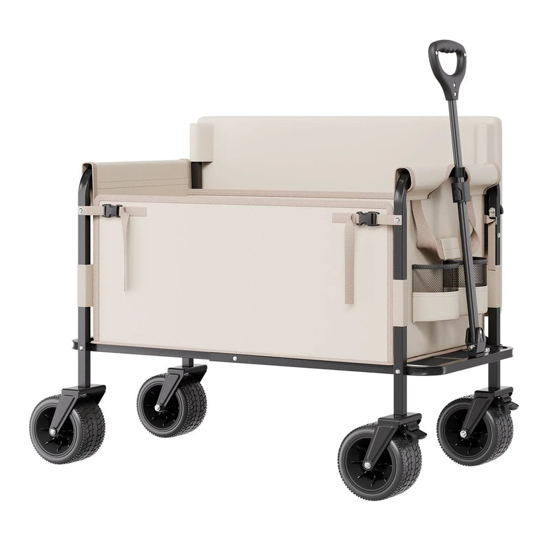 Foldable Wagon Cart Converts to Bench 550lb Load & 220L Utility Wagon for Camp by HouseOfZazla