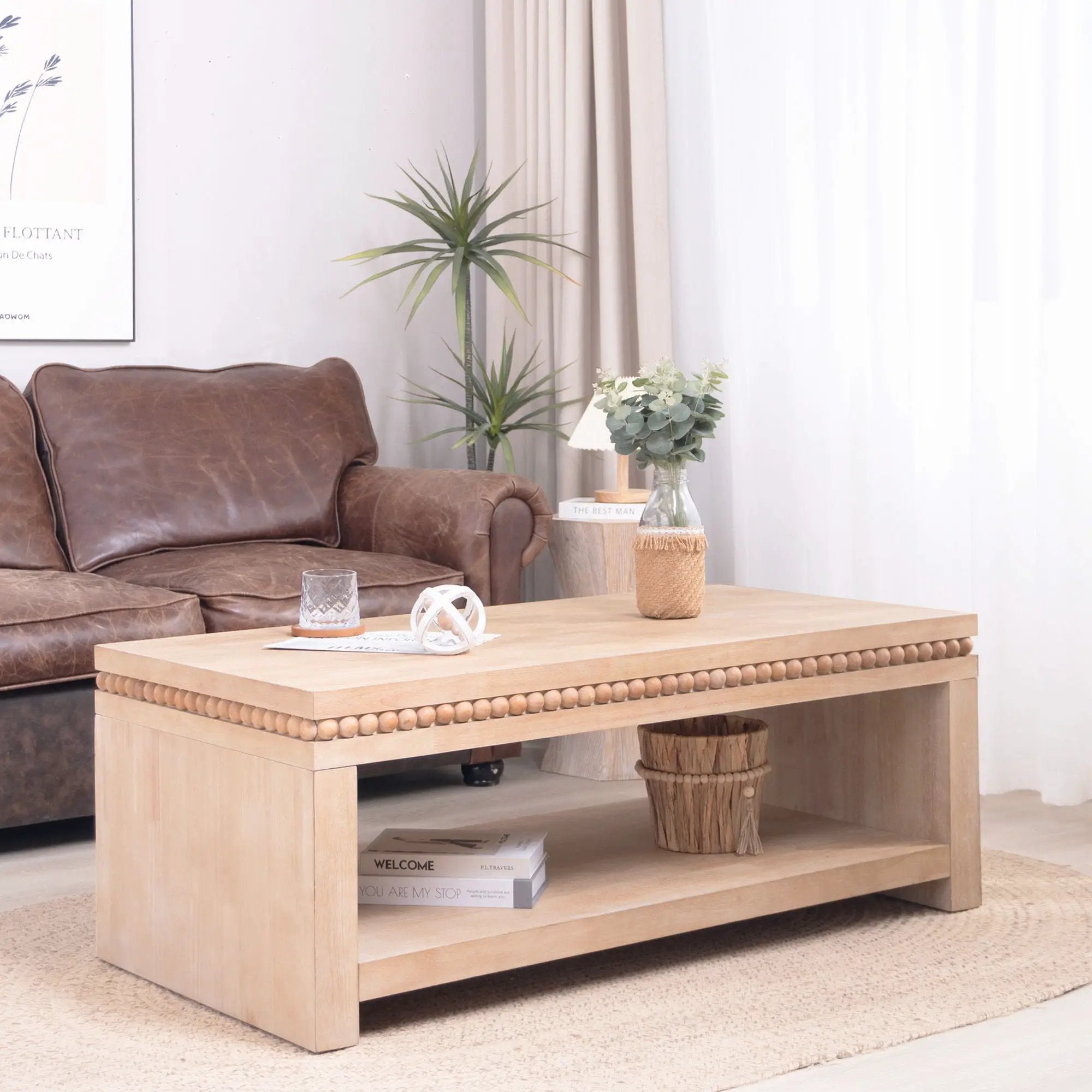 Modern Coffee Table With Beaded Trim by HouseOfZazla