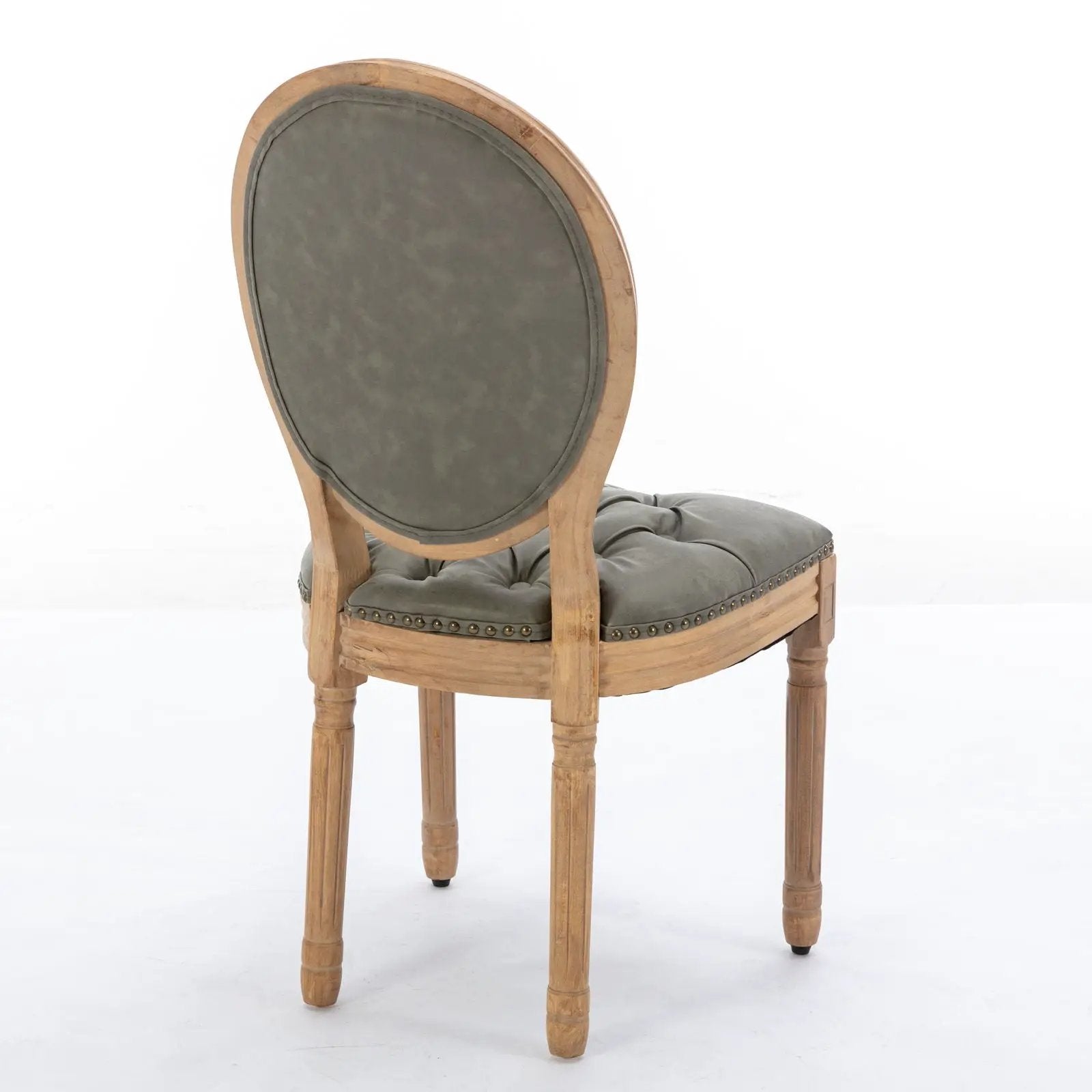 French Style Solid Wood Frame Antique Painting, Hand-Pulled Buckle Decoration Artificial Dining Chair With Nailhead Trim, Wood Legs by Unique Piece Furniture