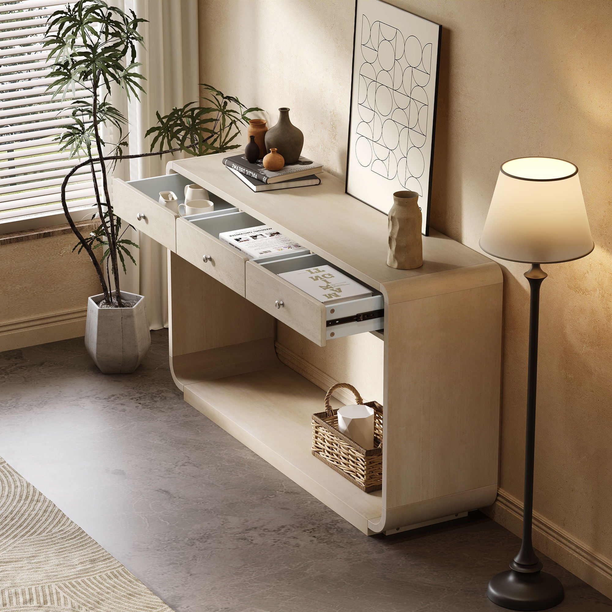 Console Table With 3 Drawers And Display Shelf by HouseOfZazla