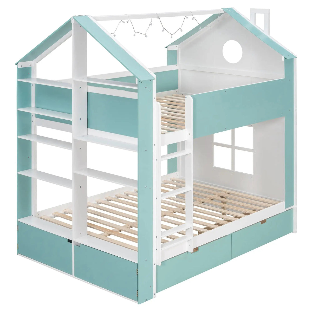 Full Size Bunk Bed with Storage Drawers & Shelves by HouseOfZazla