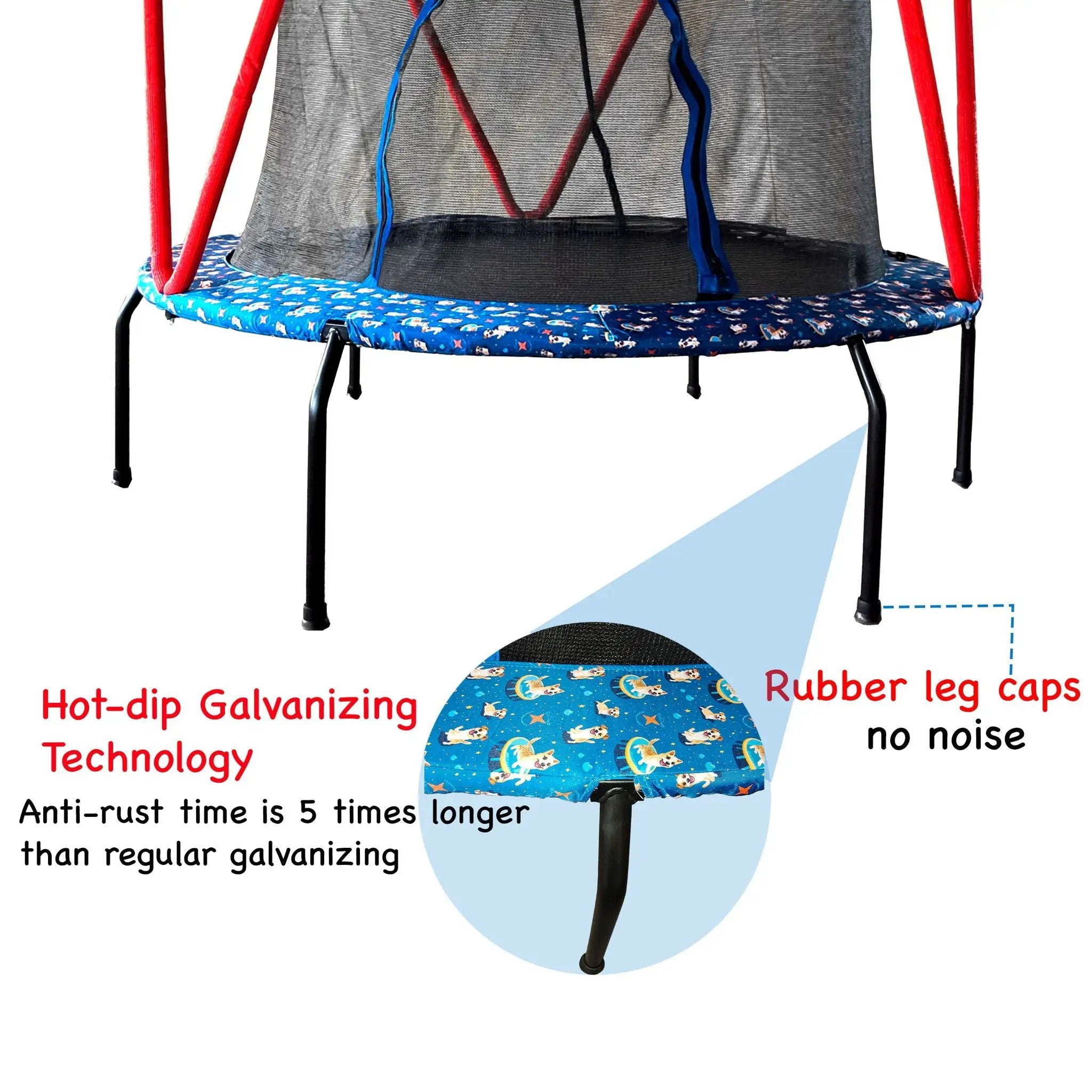 Trampoline, Toddler Indoor / Outdoor With Heighten Net, No Gap Design For Kids - Baby Blue by HouseOfZazla