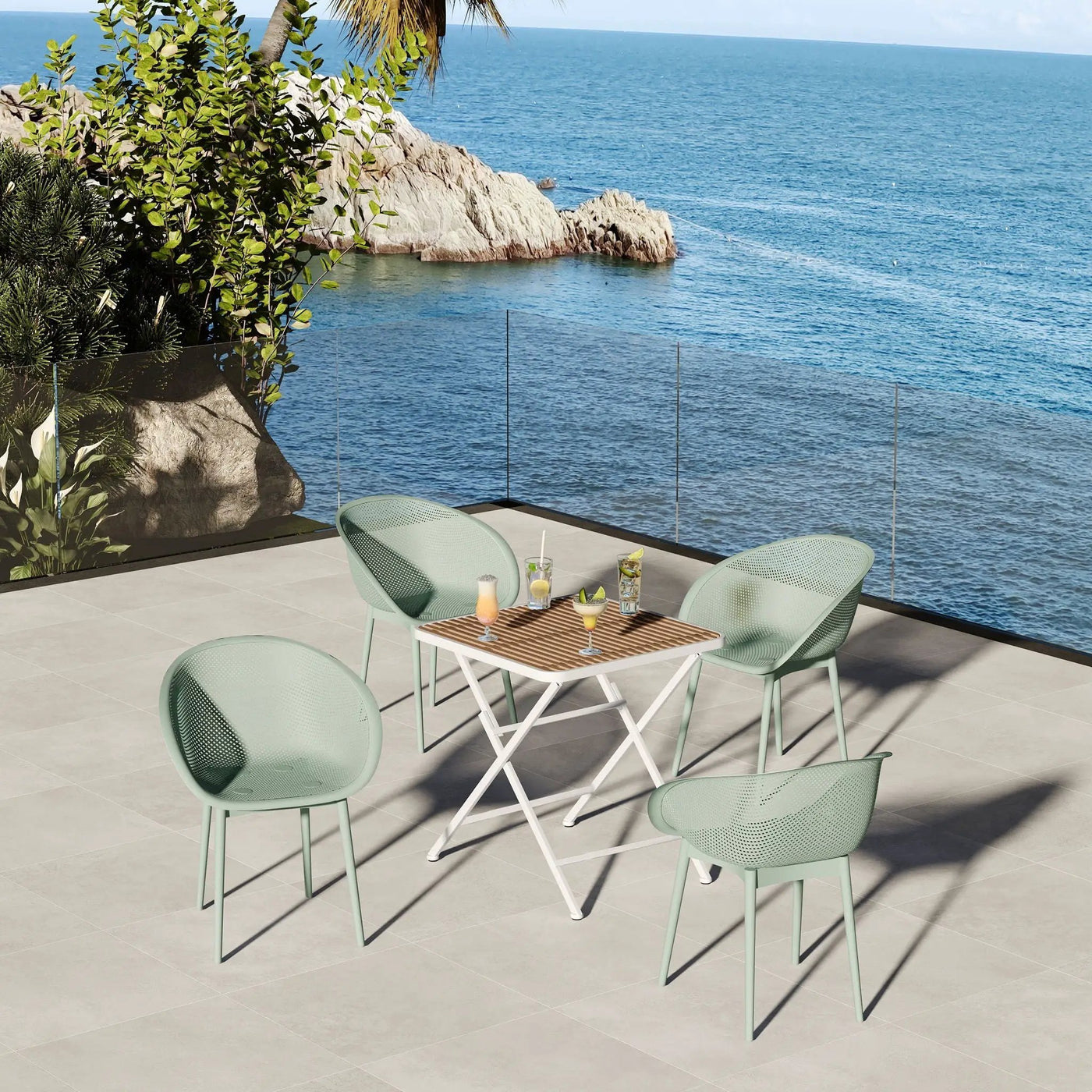 2 Pack Lounge Chair Set & Folding Square Table by HouseOfZazla