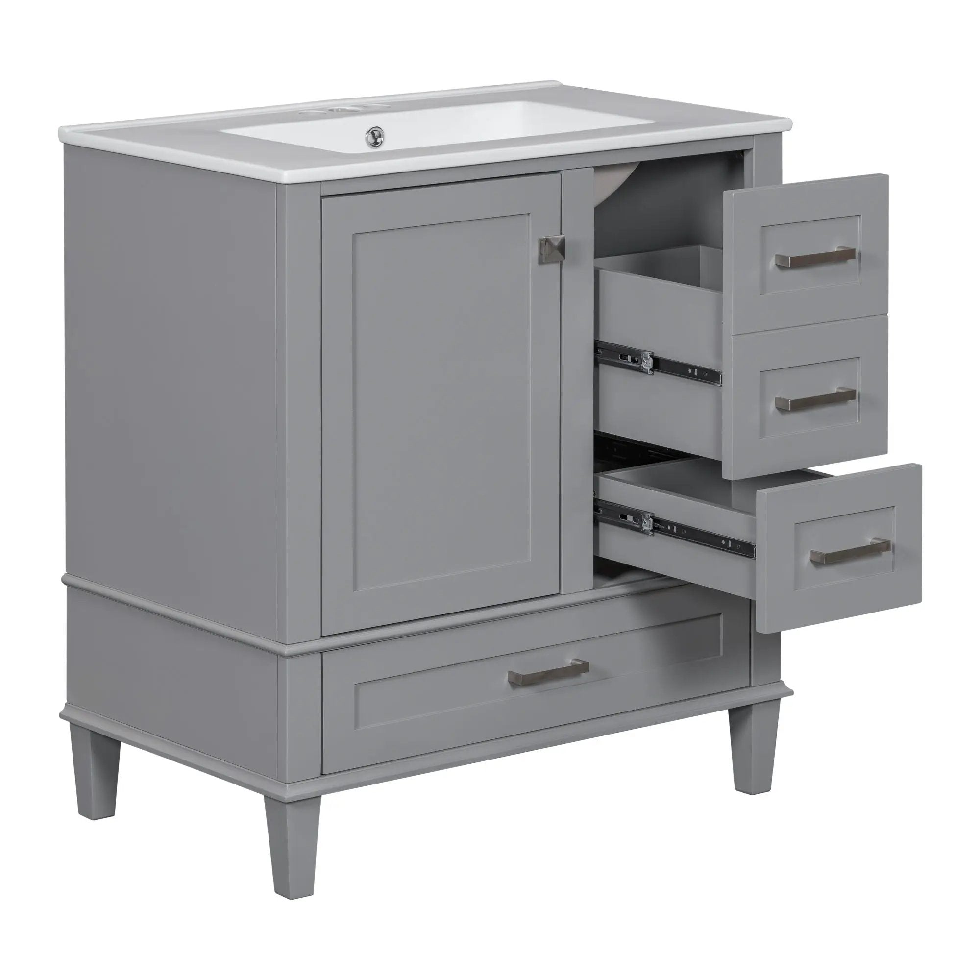Bathroom Vanity, Modern Bathroom Cabinet With Sink Combo Set, Bathroom Storage Cabinet With A Soft Closing Door And 3 Drawers, Solid Wood Frame by HouseOfZazla