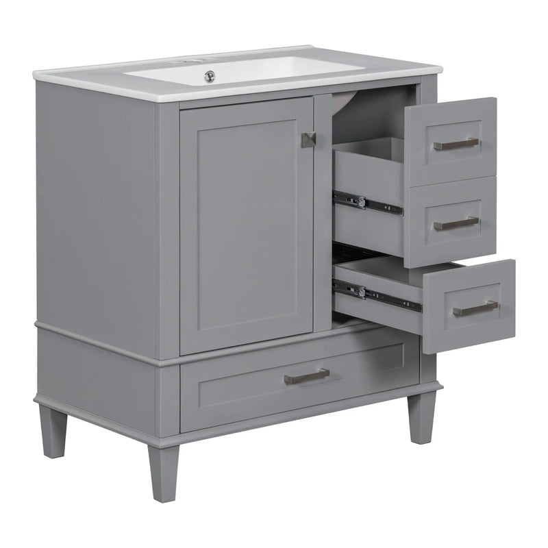 Bathroom Vanity, Modern Bathroom Cabinet With Sink Combo Set, Bathroom Storage Cabinet With A Soft Closing Door And 3 Drawers, Solid Wood Frame by HouseOfZazla