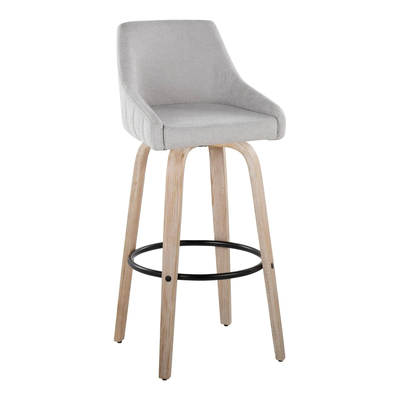 Hannah - Transitional Fixed Height Barstool With Swivel With Round Footrest (Set of 2) by HouseOfZazla