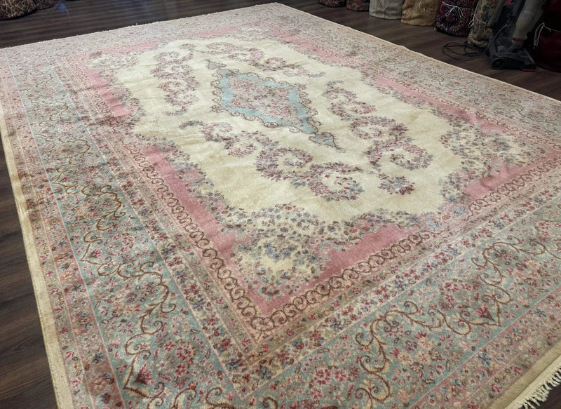 10x14 Karastan Kirman Rug #784 Pastel Ivory Kirman Medallion, Wool Antique Original 700 Series by Jewel Rugs