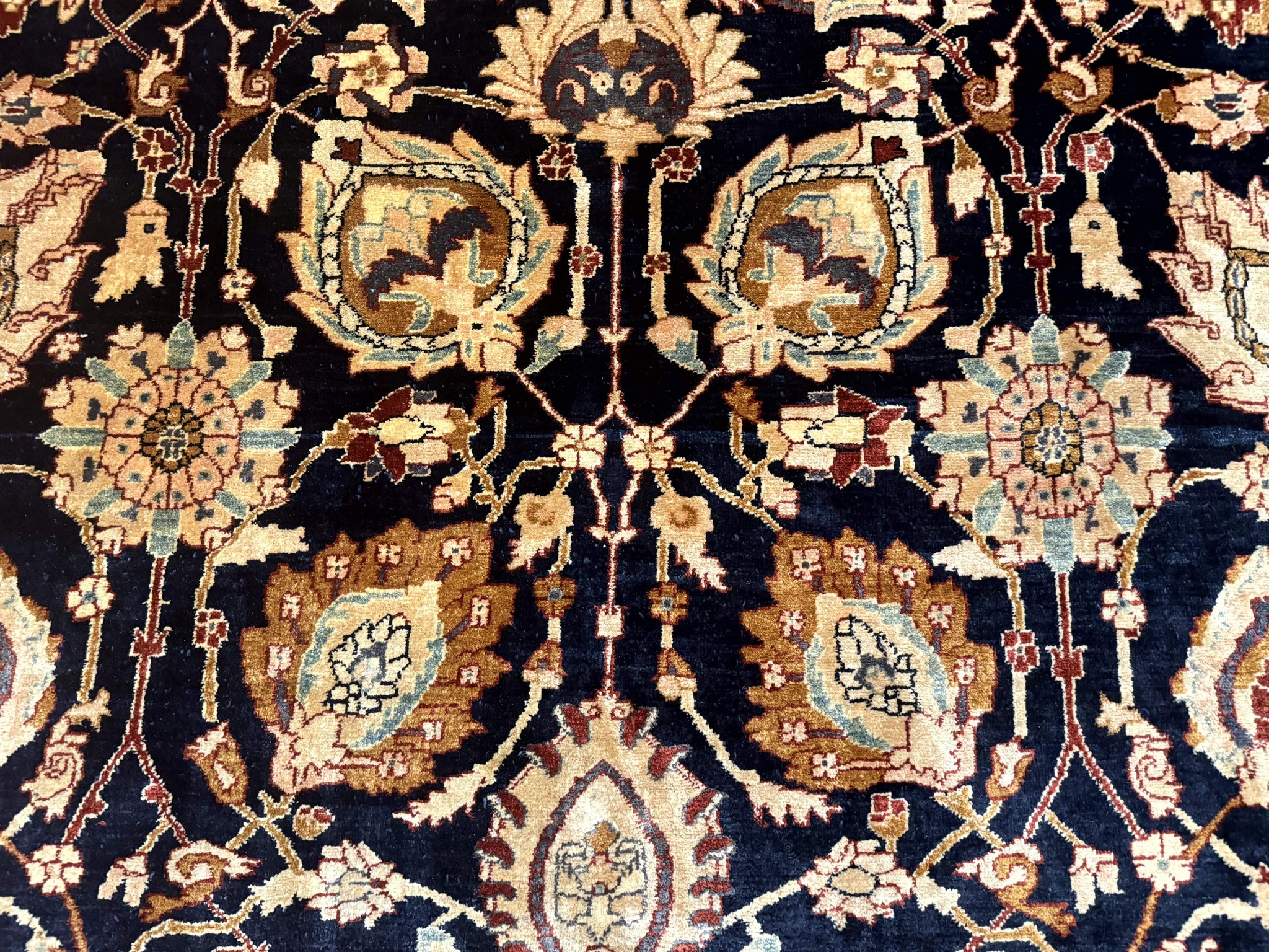 Pak Persian Bidjar Rug 10x13, Midnight Blue and Tan Pakistani Carpet by Jewel Rugs