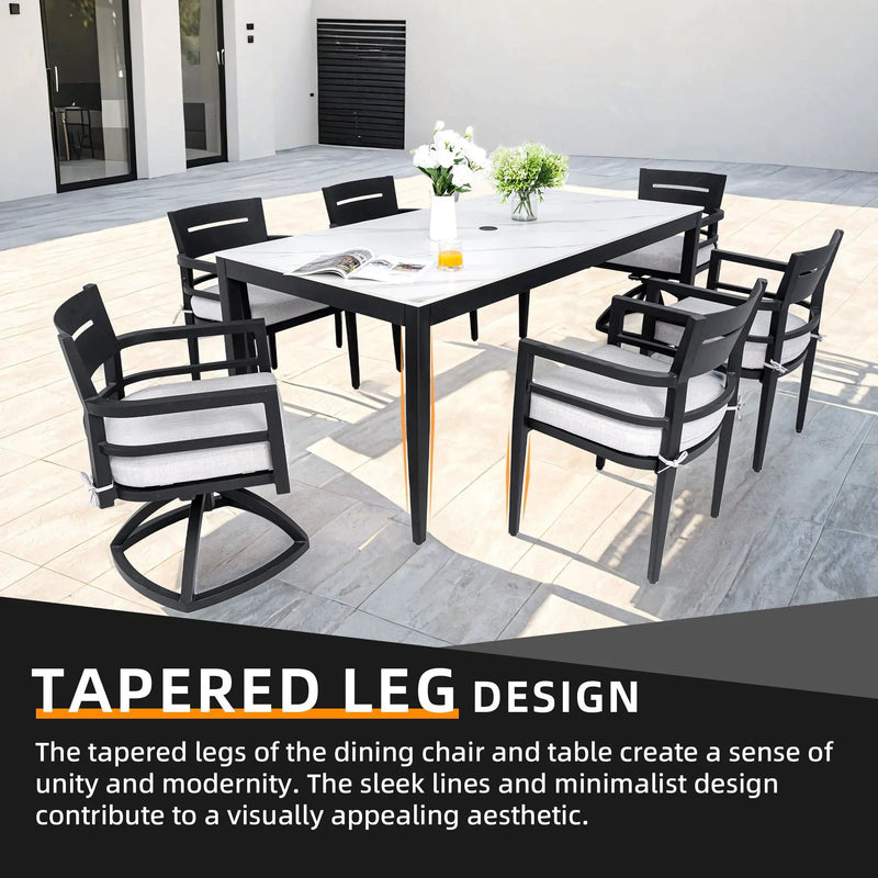 Modern Outdoor Patio Dining Set With Table And Chairs With Sunbrella Cushions by HouseOfZazla