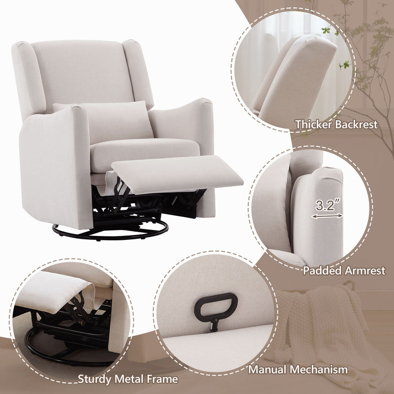 Wide Wingback Swivel Glider Rocker Recliner Chair by HouseOfZazla