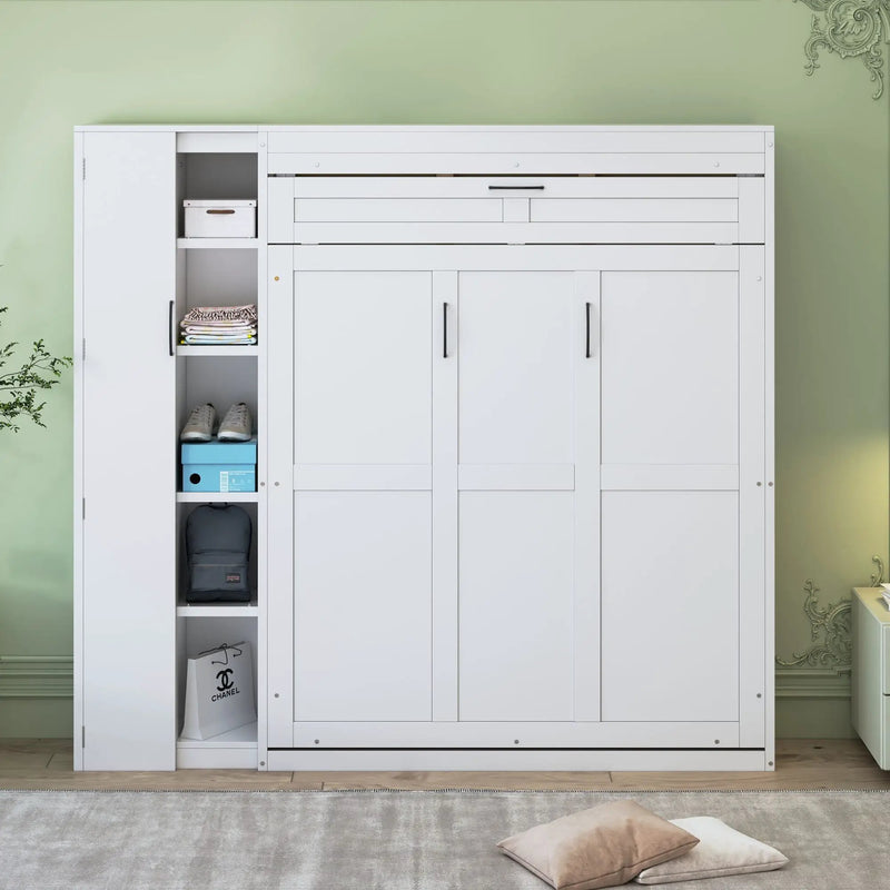 Murphy Wall Bed With Shelves, Wardrobe And LED Lights