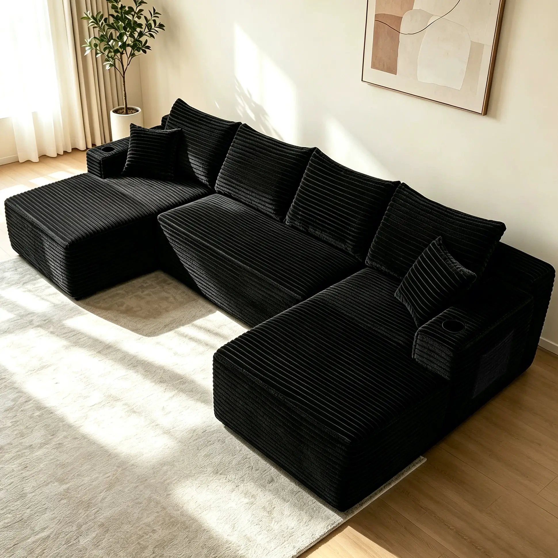 134" Cloud Sectional Sofa with U-Shape Chaise by HouseOfZazla