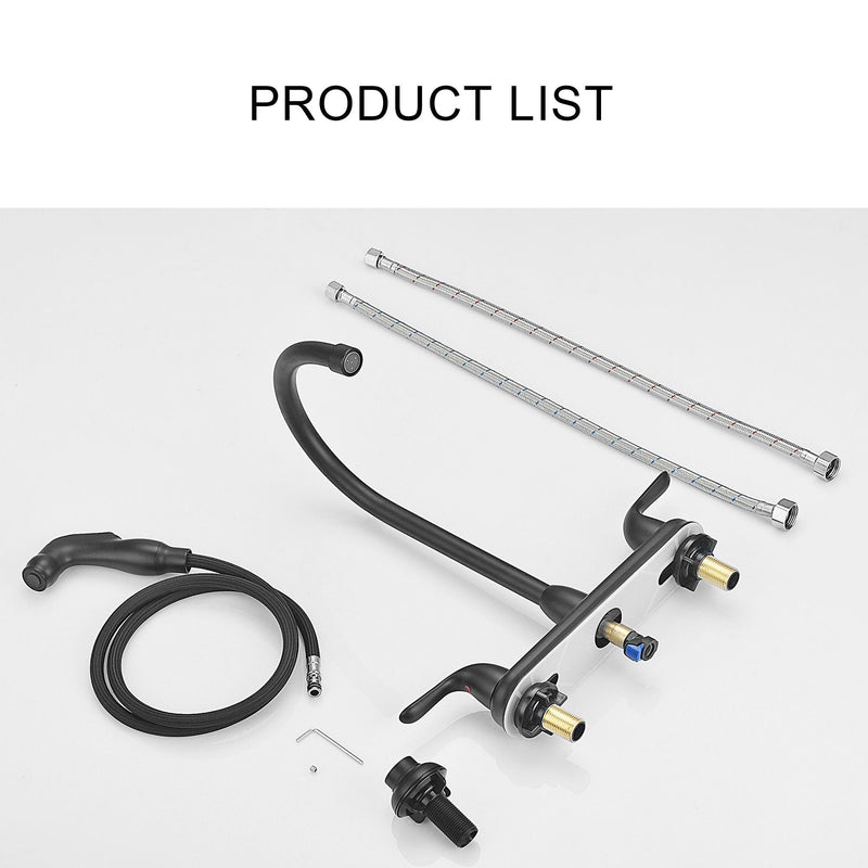 Kitchen Sink Faucet With 2 Handles And Pull Out Side Sprayer, 4 Hole Installation by HouseOfZazla