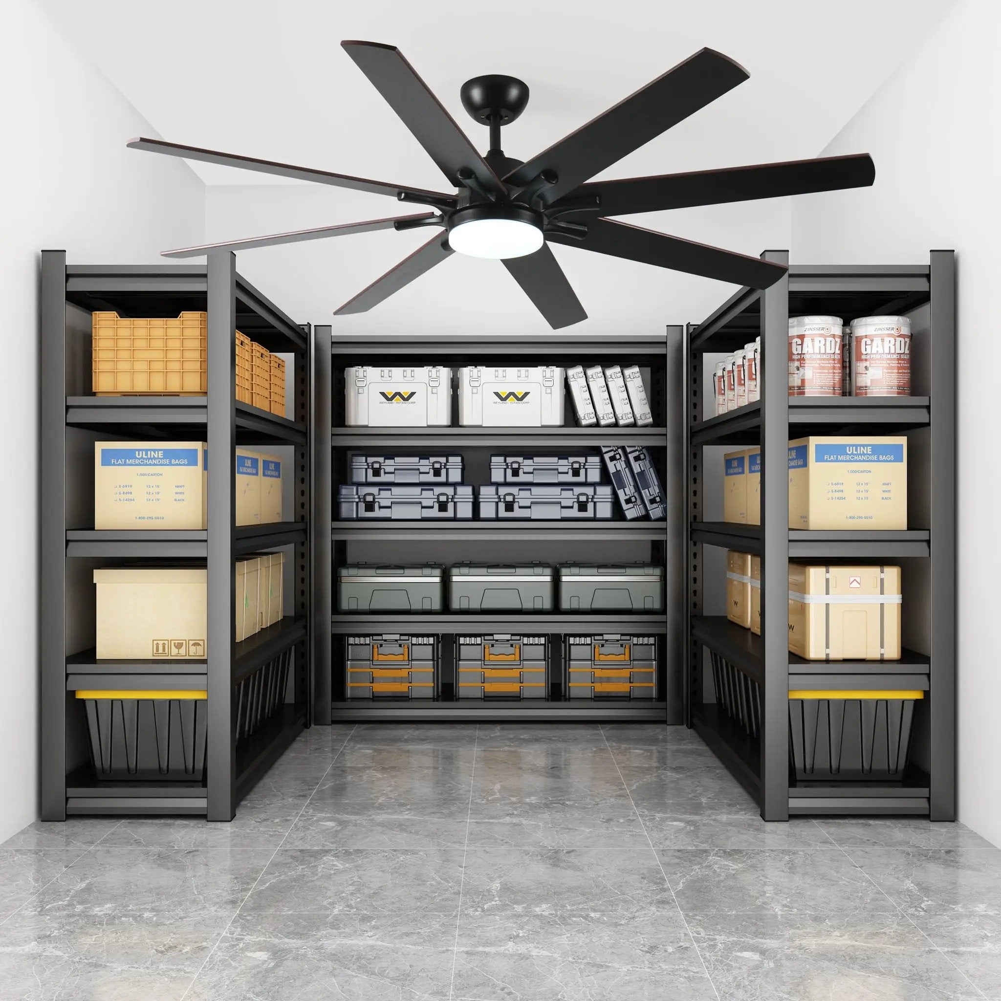 Large Ceiling Fans With Lights And Remote, Indoor / Outdoor Modern Ceiling Fan For Kitchen Living Room Patio, 6 Speed Reversible Quiet DC Motor, Dual Finish 8 Blades - Black by Unique Piece Furniture