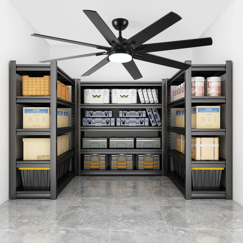 Large Ceiling Fans With Lights And Remote, Indoor / Outdoor Modern Ceiling Fan For Kitchen Living Room Patio, 6 Speed Reversible Quiet DC Motor, Dual Finish 8 Blades - Black by Unique Piece Furniture