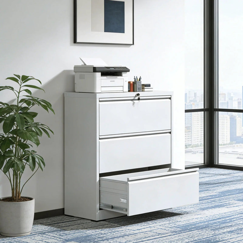 Lateral File Cabinet, Locking Heavy Duty, Anti-Tip Safety Interlock, Vertical Storage For Letter/Legal/A4 Files by Unique Piece Furniture